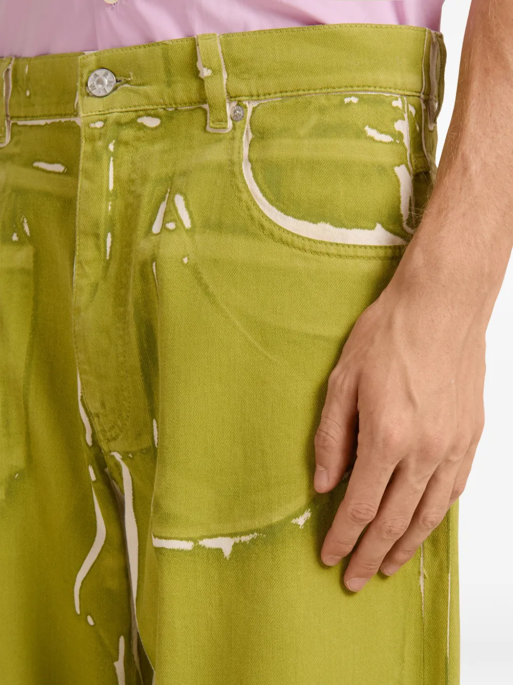 Marni Broek met vijf zakken en print Groen