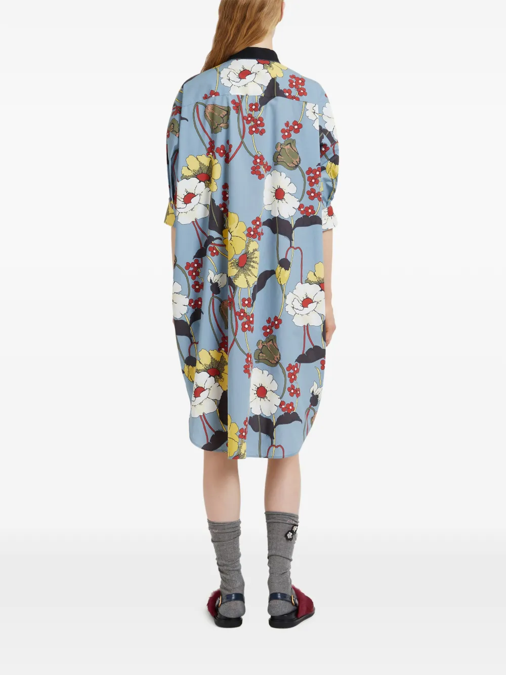 Neck-Tie Floral-Print Dress