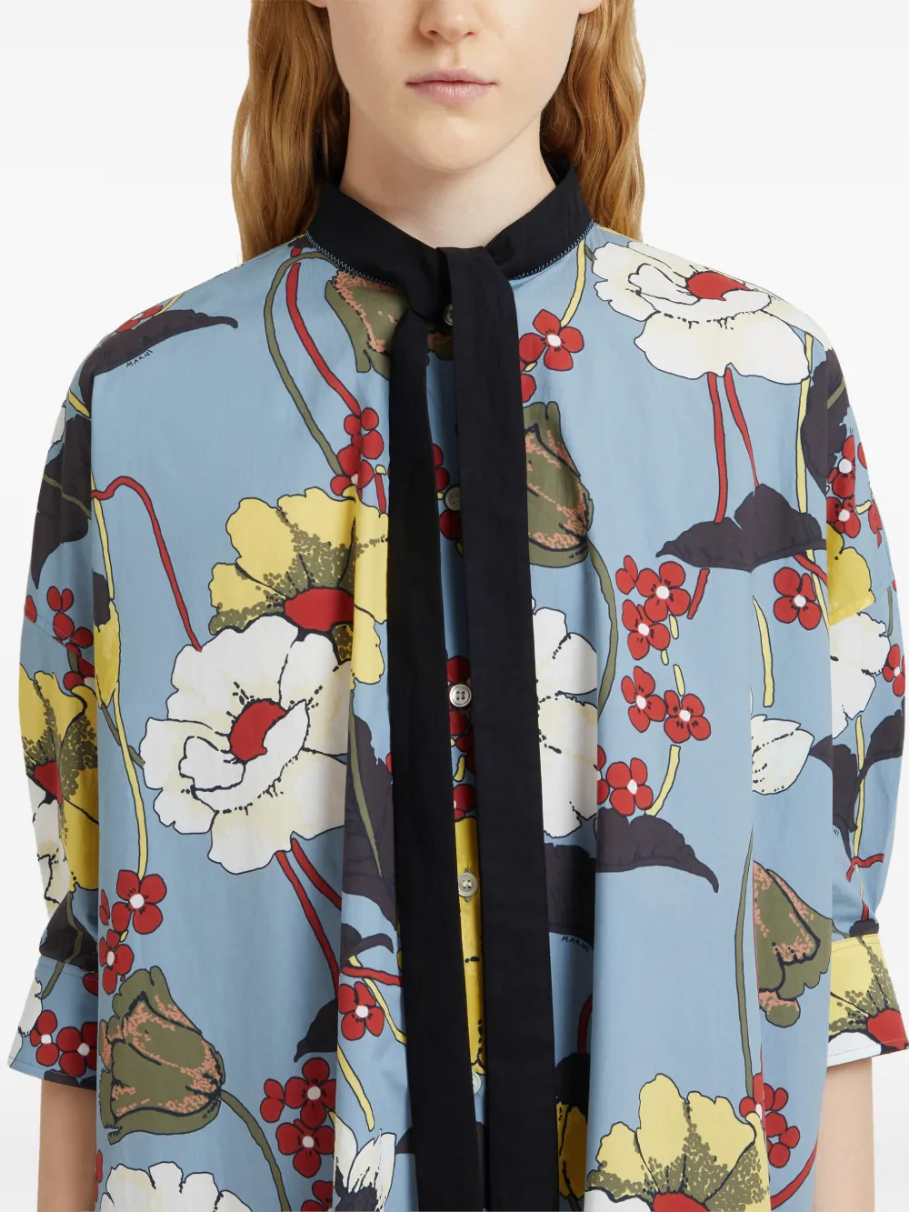 Neck-Tie Floral-Print Dress