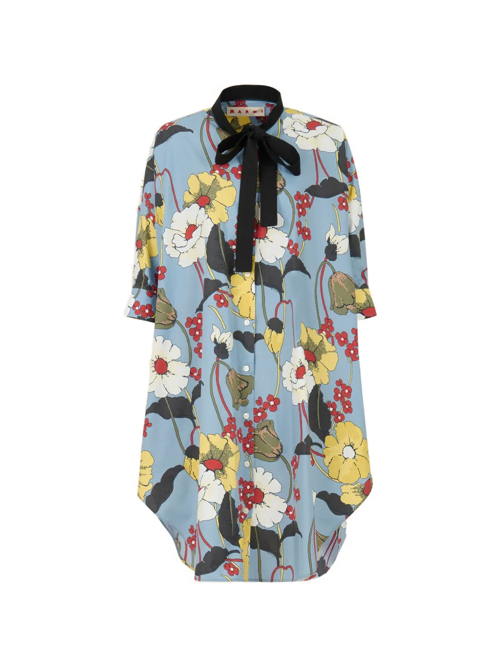 Marni neck-tie floral-print dress · 38