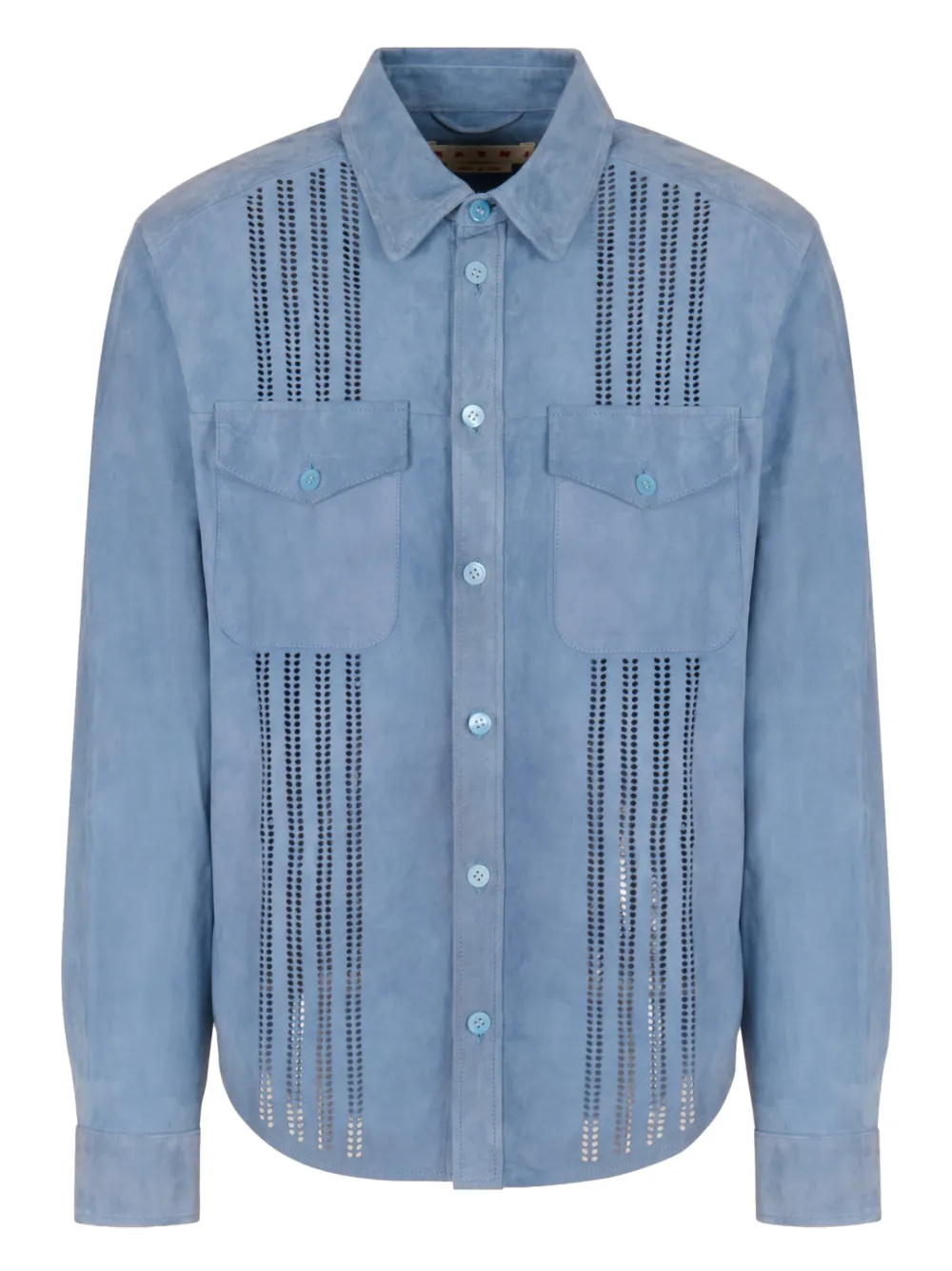 Marni cut-out flap-pocket shirt - Blu