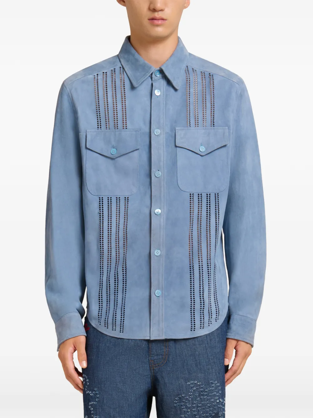 Marni Overhemd met klepzak en uitgesneden details Blauw