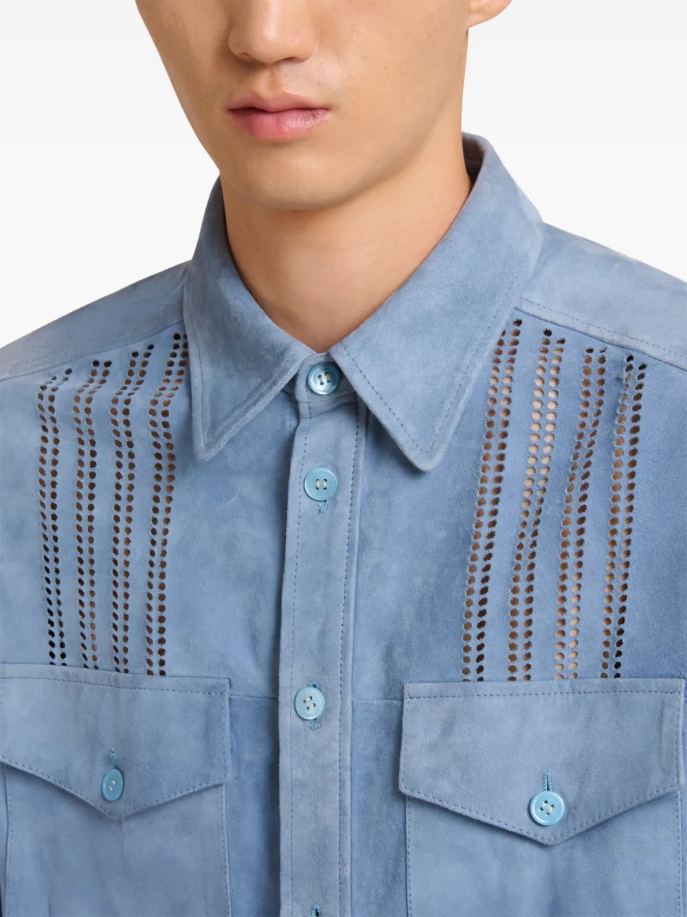Marni Overhemd met klepzak en uitgesneden details Blauw