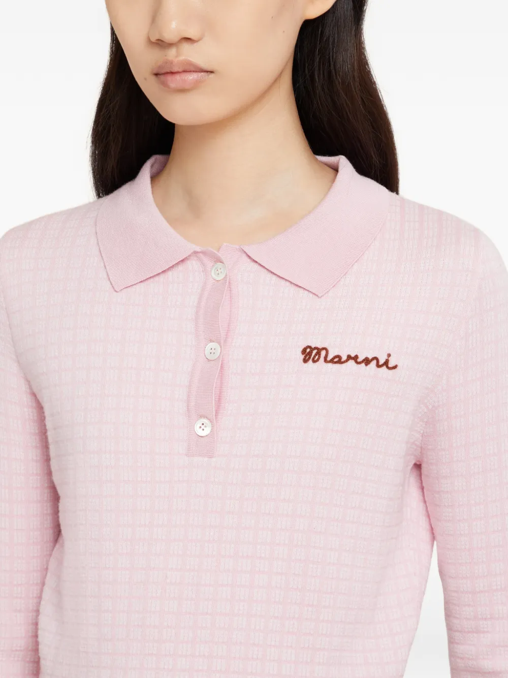 Marni Poloshirt met jacquard borduurwerk Roze