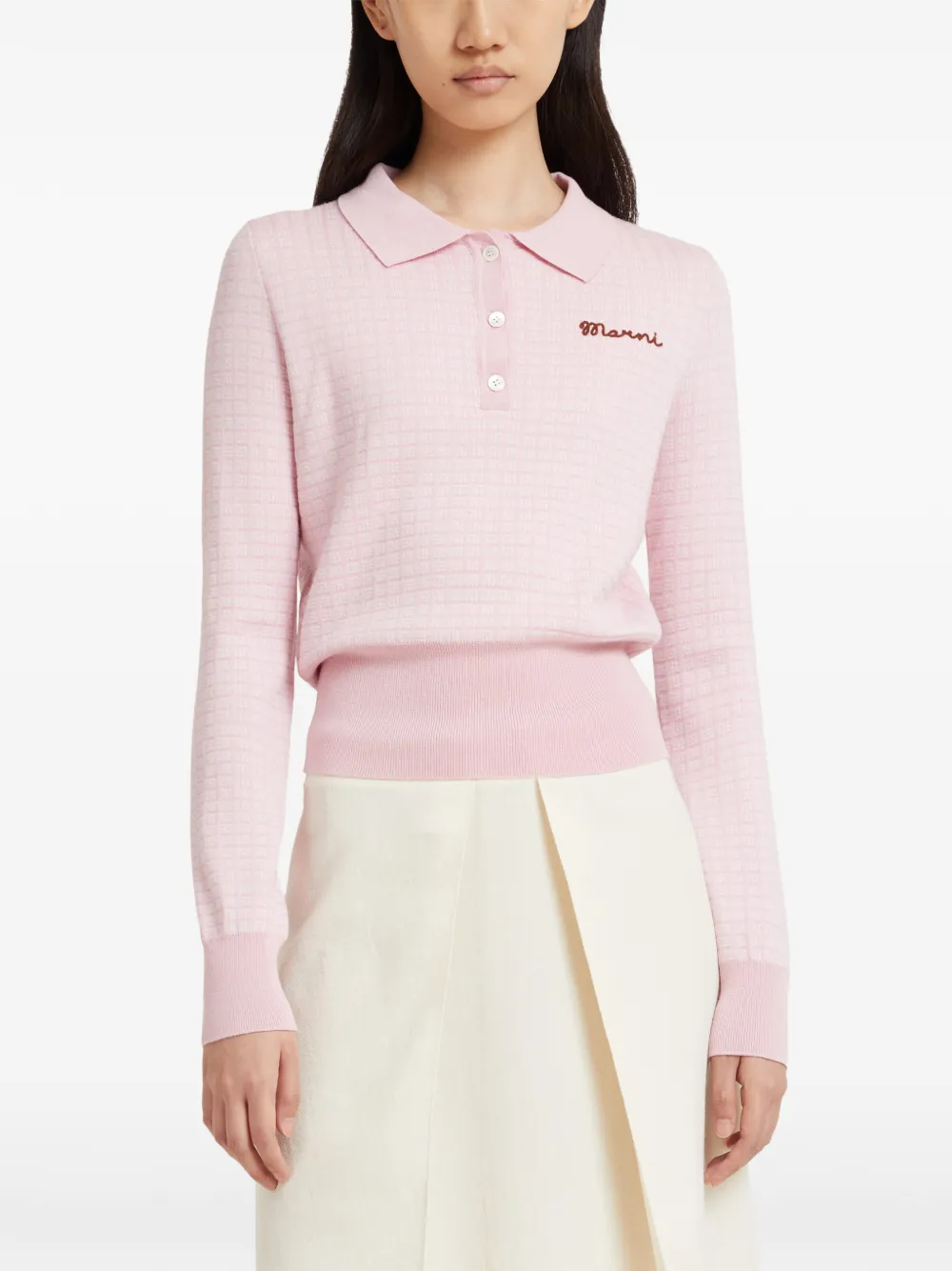 Marni Poloshirt met jacquard borduurwerk Roze