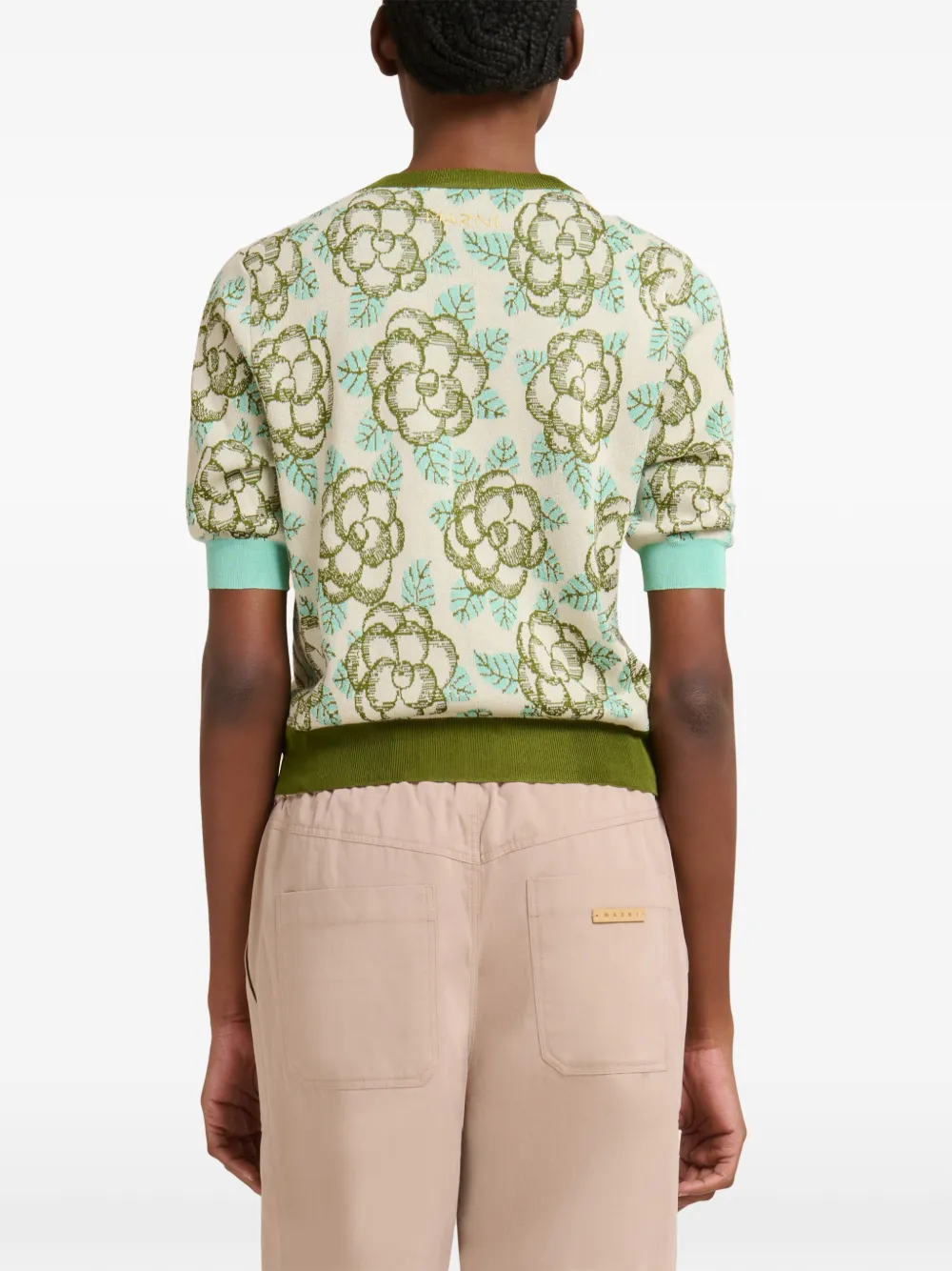 Marni Floral-detail Cardigan in Neutrals, view 4