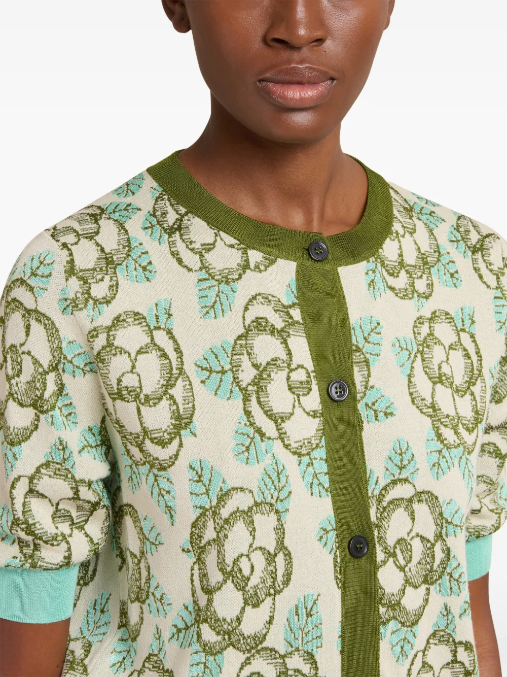 Marni Floral-detail Cardigan in Neutrals, view 5