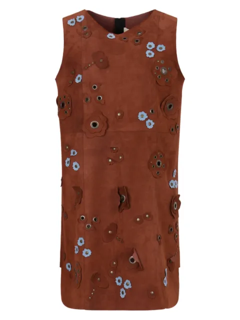 Marni daisy-appliqué studded mini dress