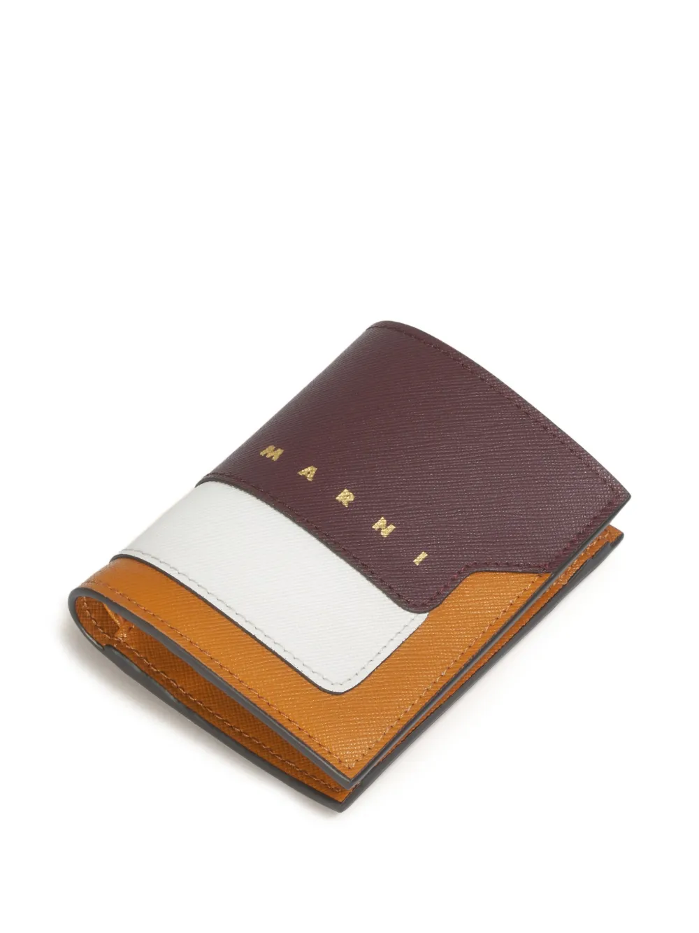 Marni Colour Block Snap Wallet In Brown