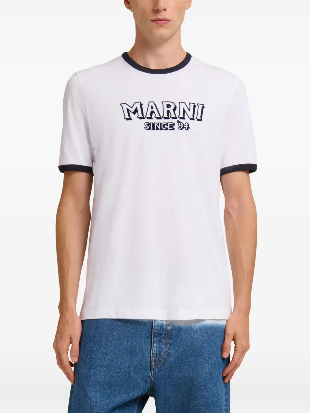 Marni T-shirt met contrasterende afwerking en ronde hals Wit