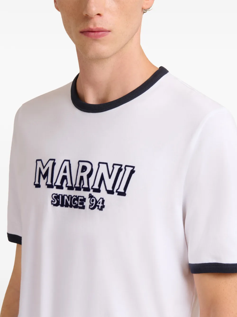 Marni T-shirt met contrasterende afwerking en ronde hals Wit