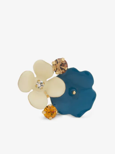 Marni enamel flower ring with rhinestones