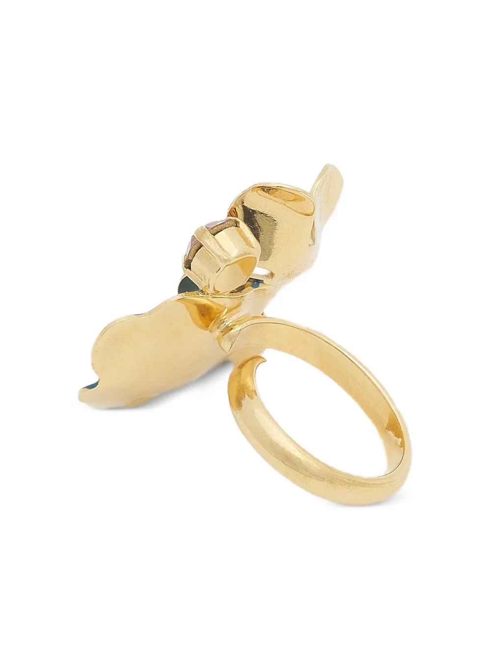 Marni enamelled flower rhinestone ring - Goud