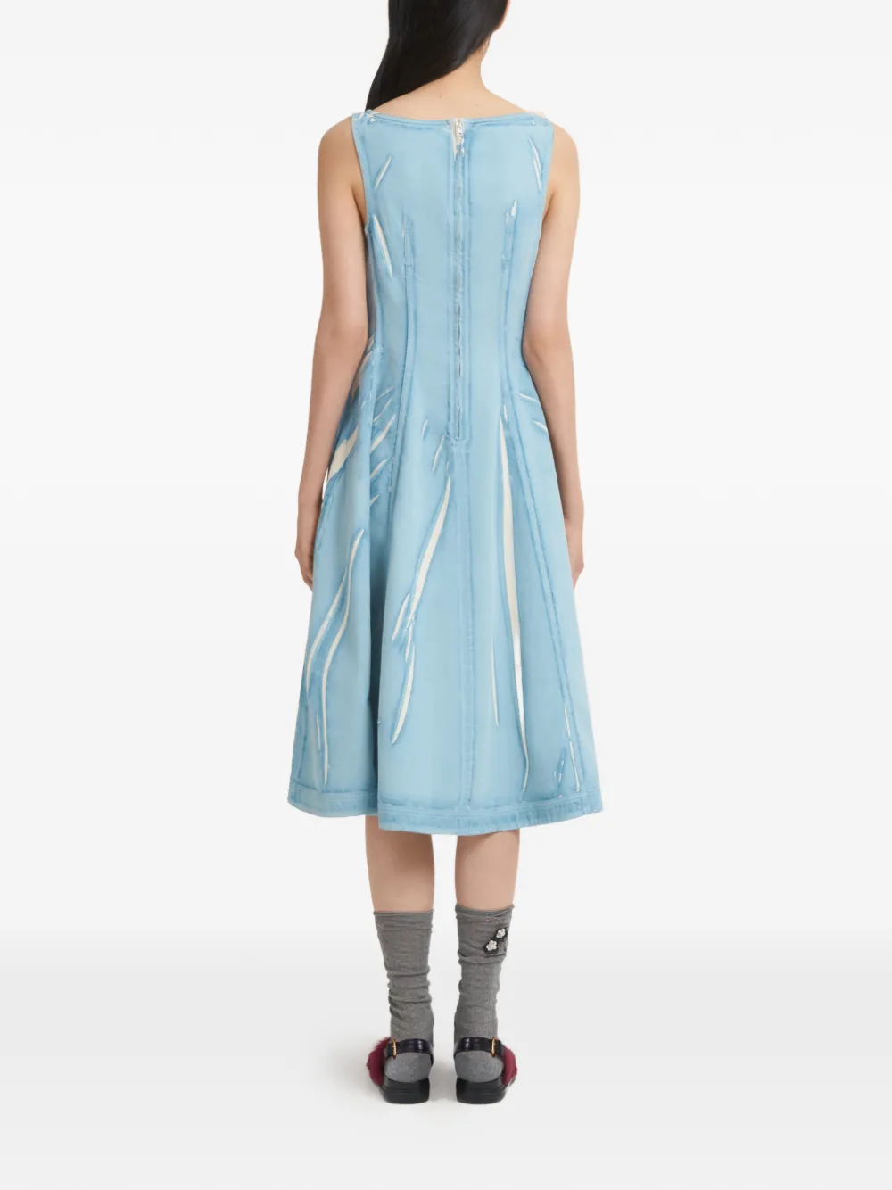 Marni Denim midi-jurk met print Blauw