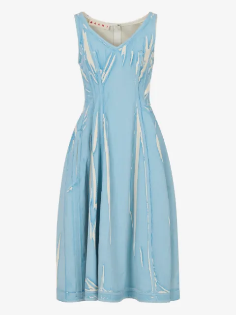 Marni vestido midi de mezclilla con estampado de pantalla