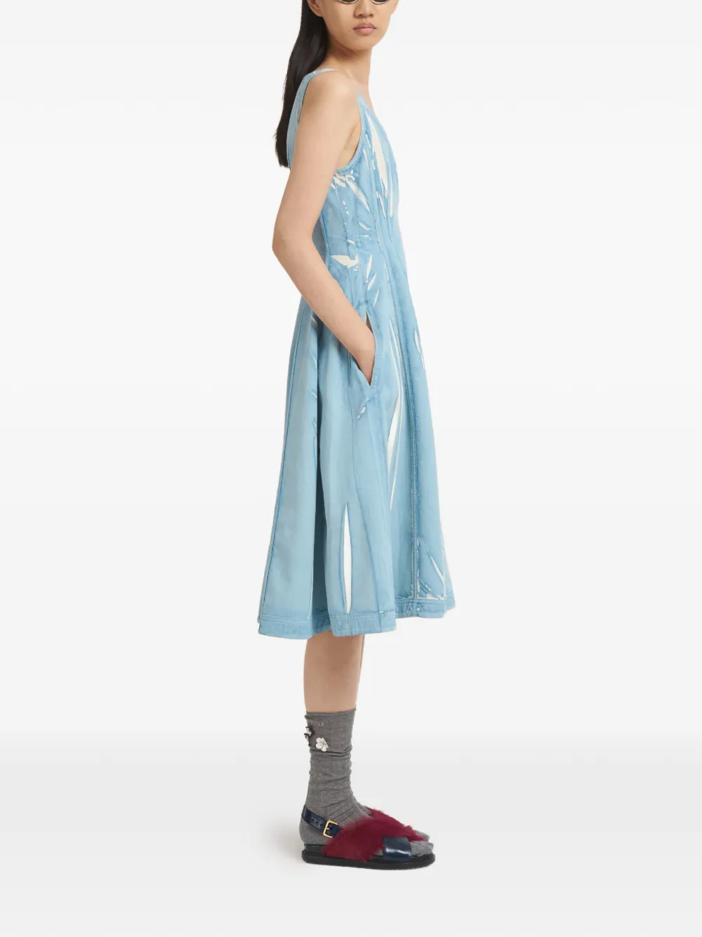 Marni Denim midi-jurk met print Blauw