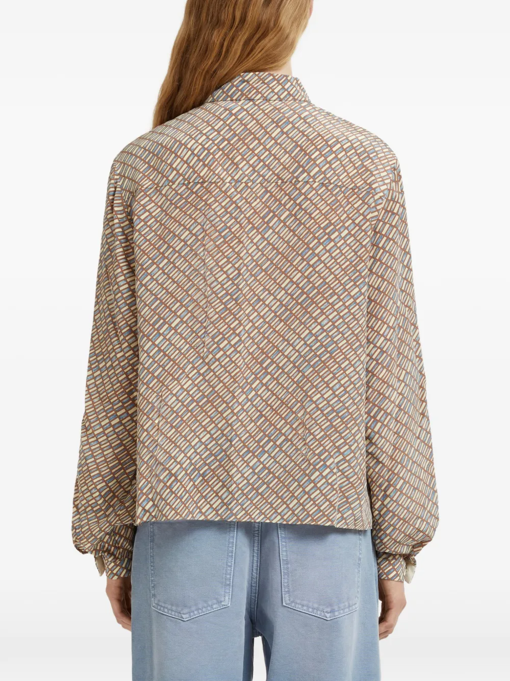 Marni Ruffled Printed Shirt In Neutral