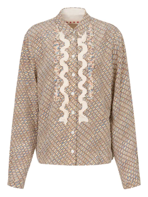 Marni camisa estampada con volantes