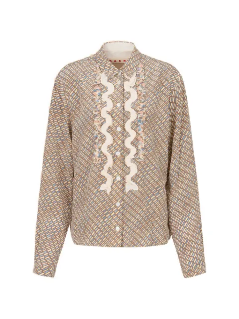 Marni camisa estampada con volantes