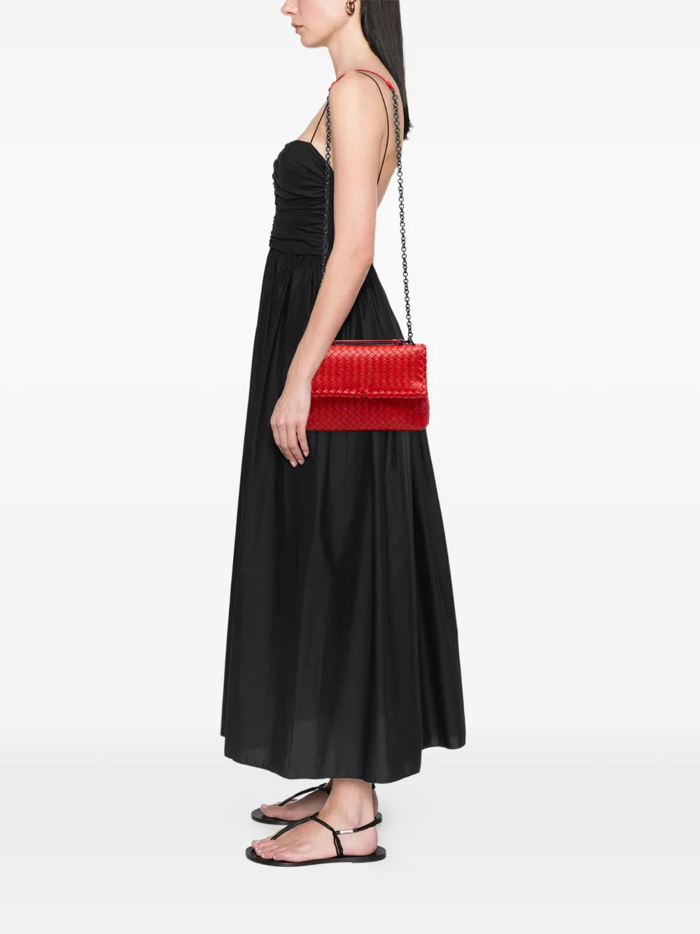 Click to view more detailed imagery on our partner's website Pre-owned Bottega Veneta 2012-2025 Small Nappa Intrecciato Olimpia Shoulder Bag In Red