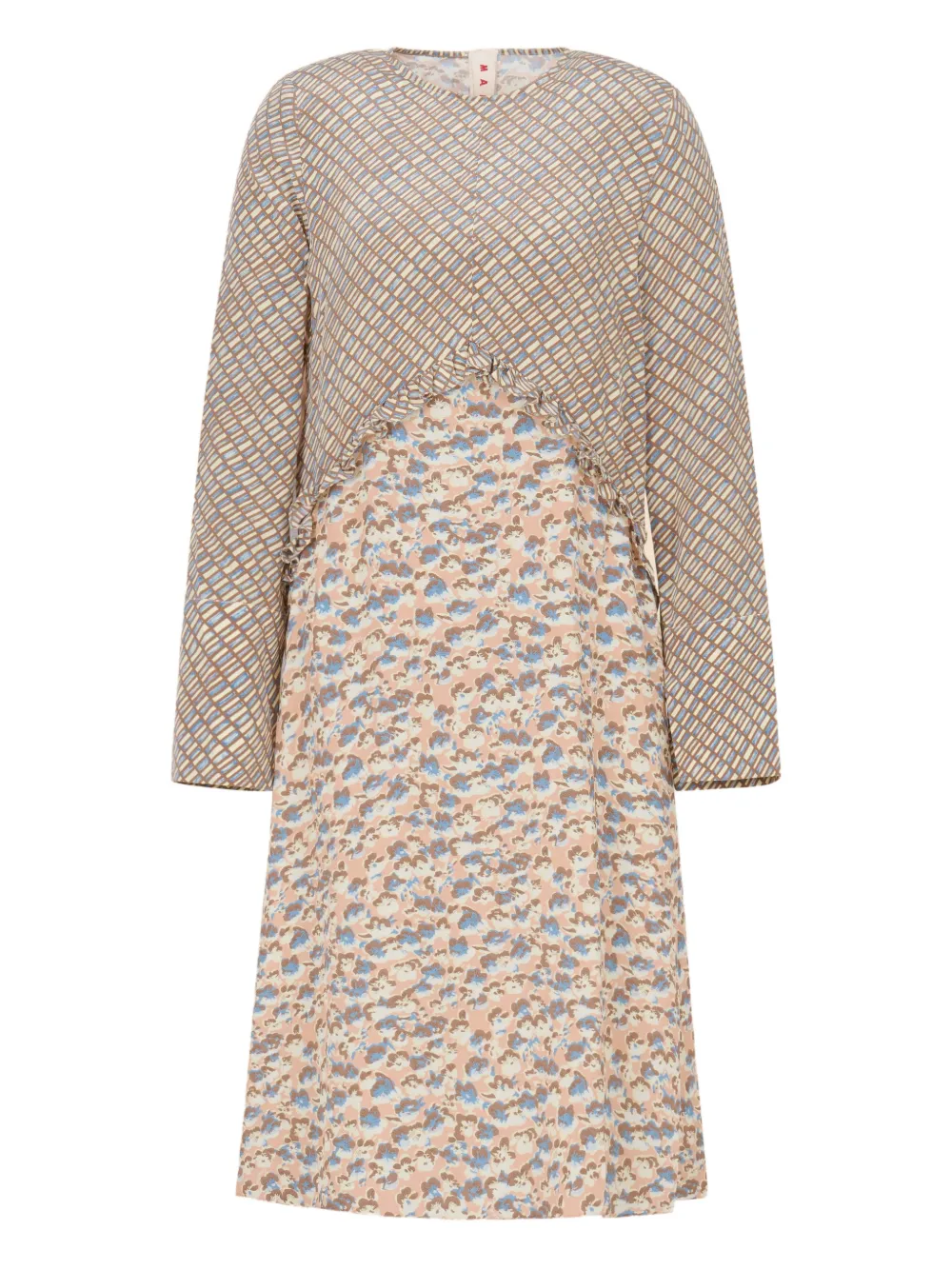 Marni ruffle-detail floral-pattern midi dress | Neutrals | Image 1