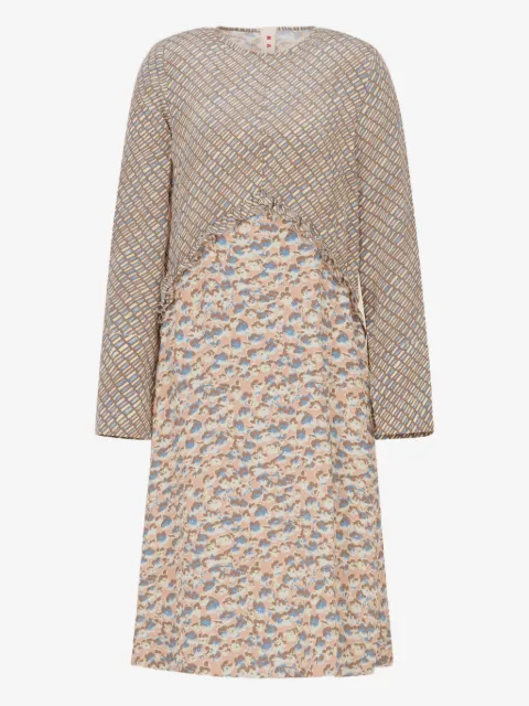 Marni robe en crêpe de chine à imprimé Cross and Anemones