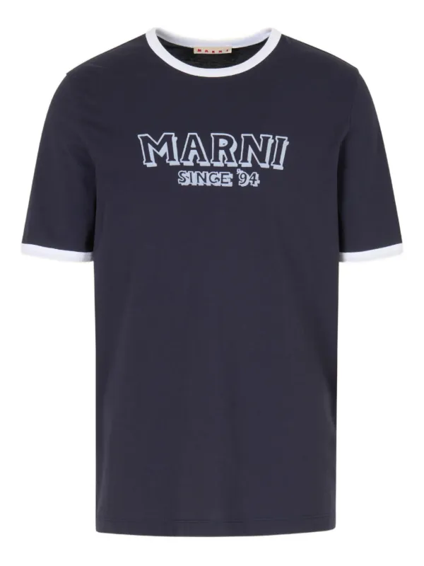 Marni Crew-neck Printed T-shirt in Blue