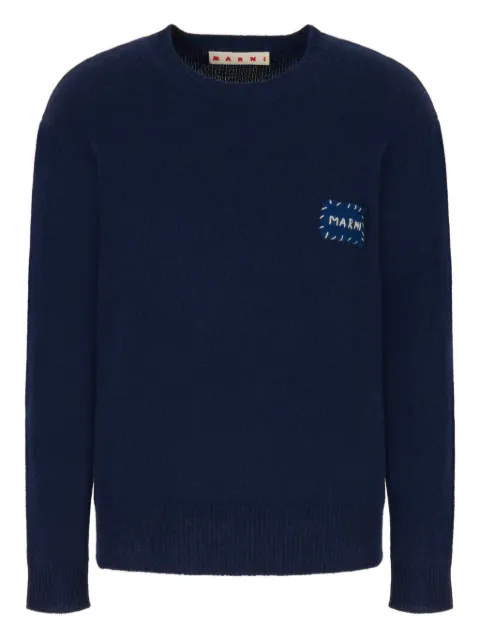 Marni logo-patch crew-neck sweater