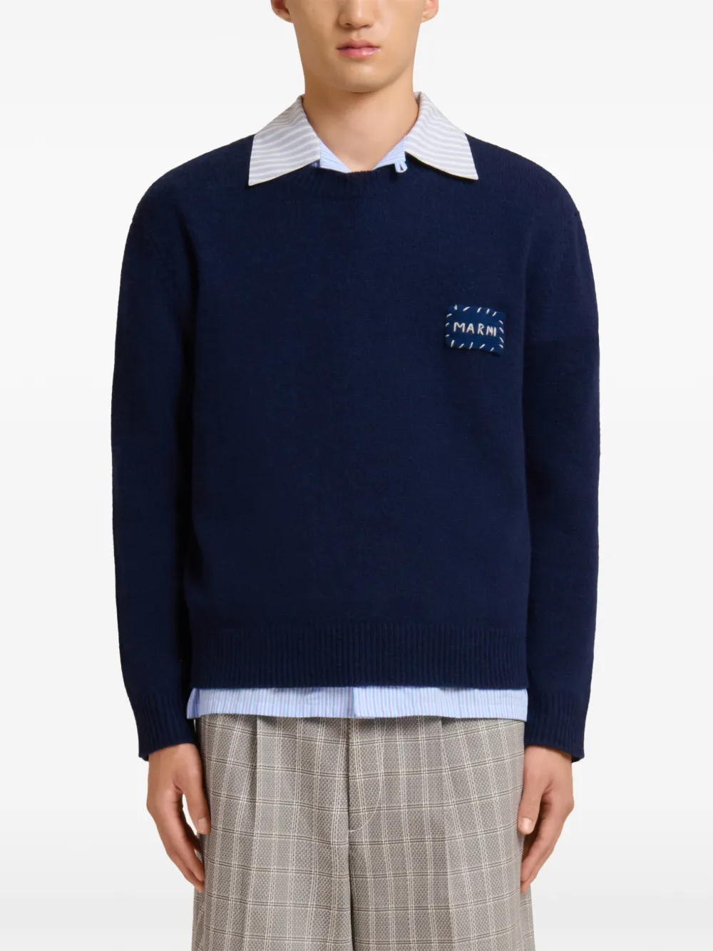  Marni Pull à Patch Logo - Bleu 