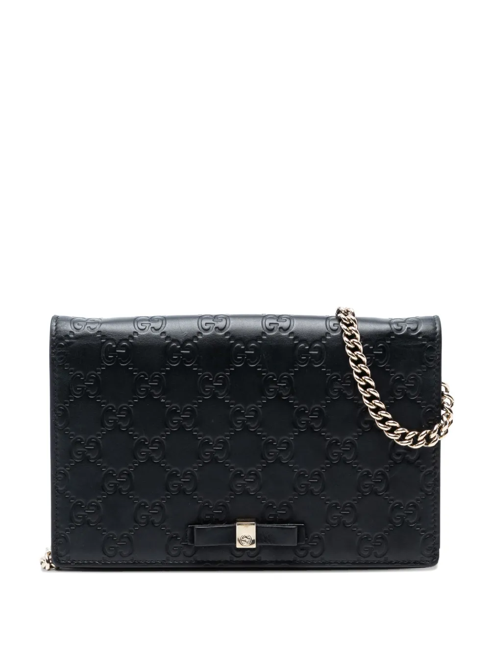 Gucci Pre-Owned 2000-2015 Mini Guccissima Bow Signature Wallet On Chain crossbody bag | Black | Image 1