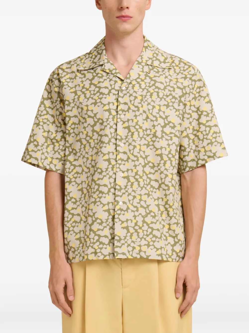  Marni Short-sleeve Abstract-print Shirt - Green 