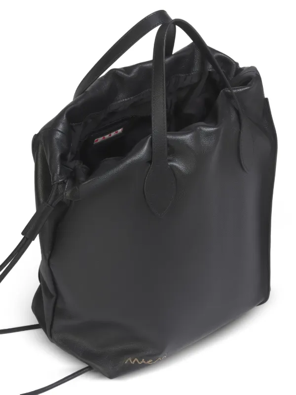 Marni スクランチー レザーバックパック | ブラック | FARFETCH JP