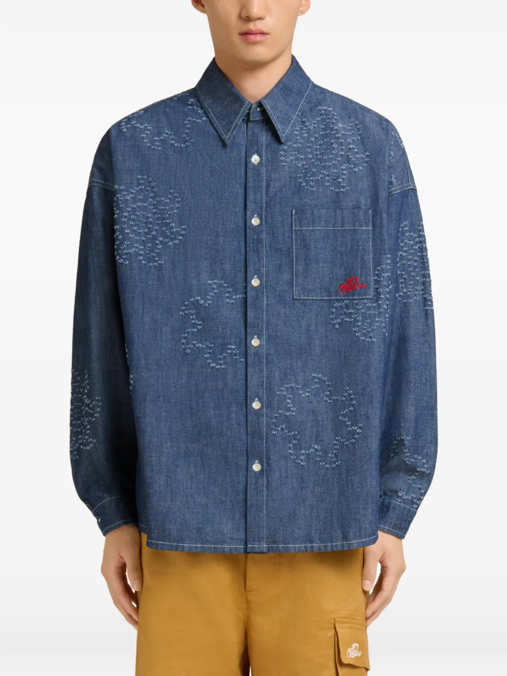 Marni Overhemd met zondetail en lange mouwen Blauw