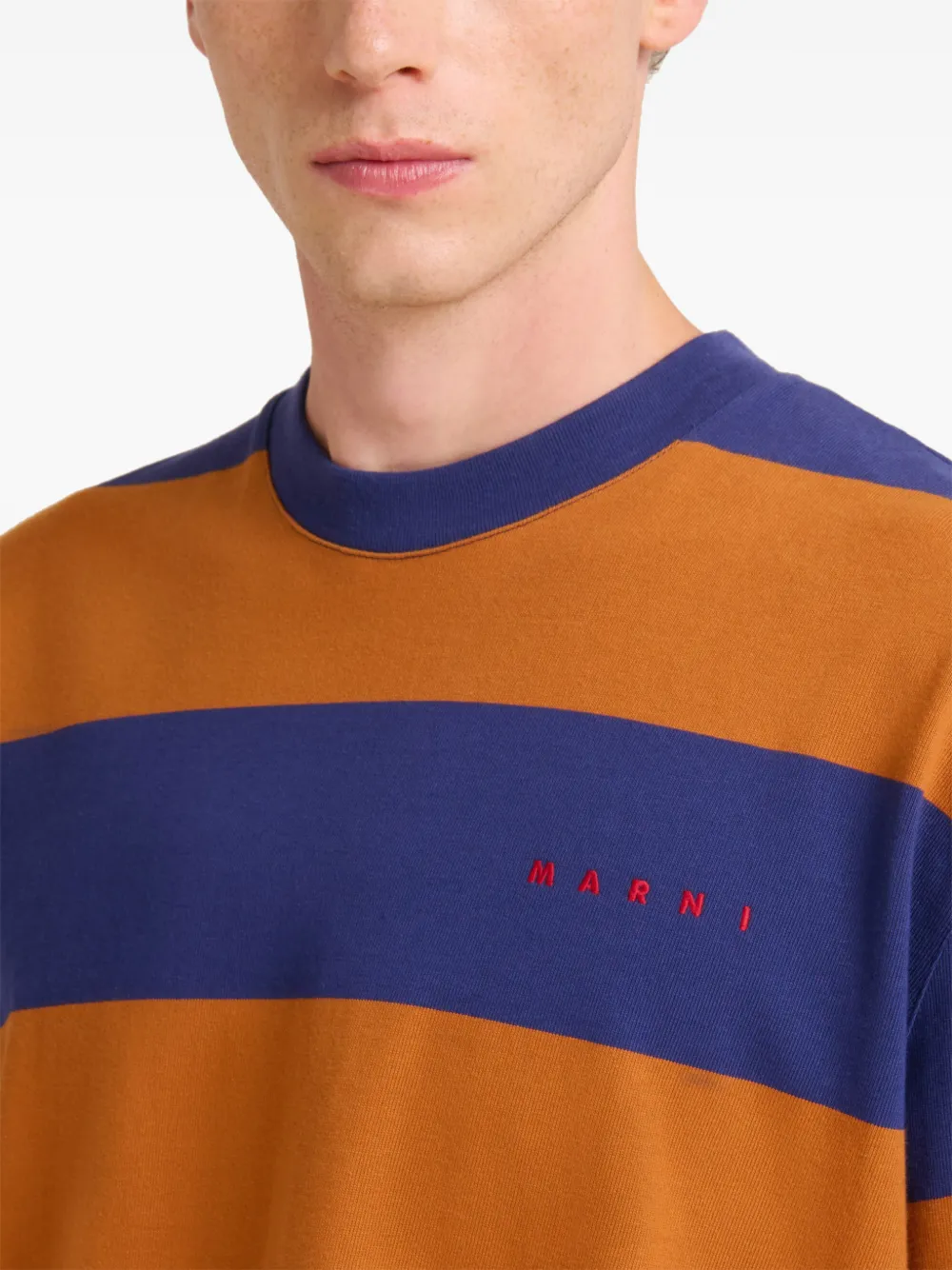 Marni Tweekleurig gestreept T-shirt Bruin