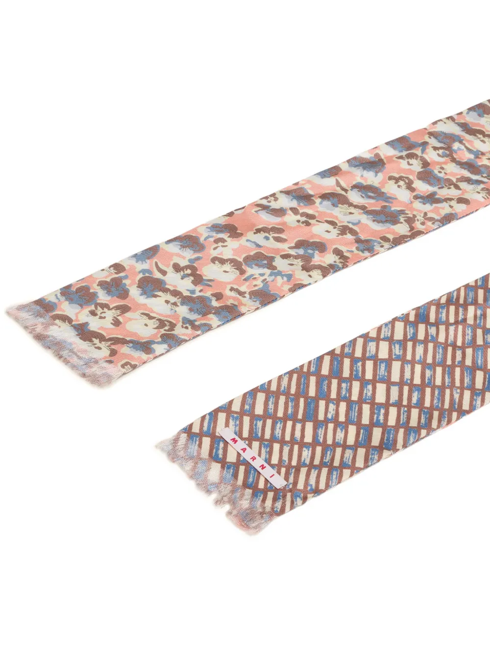 Marni double-sided frayed scarf - Blauw