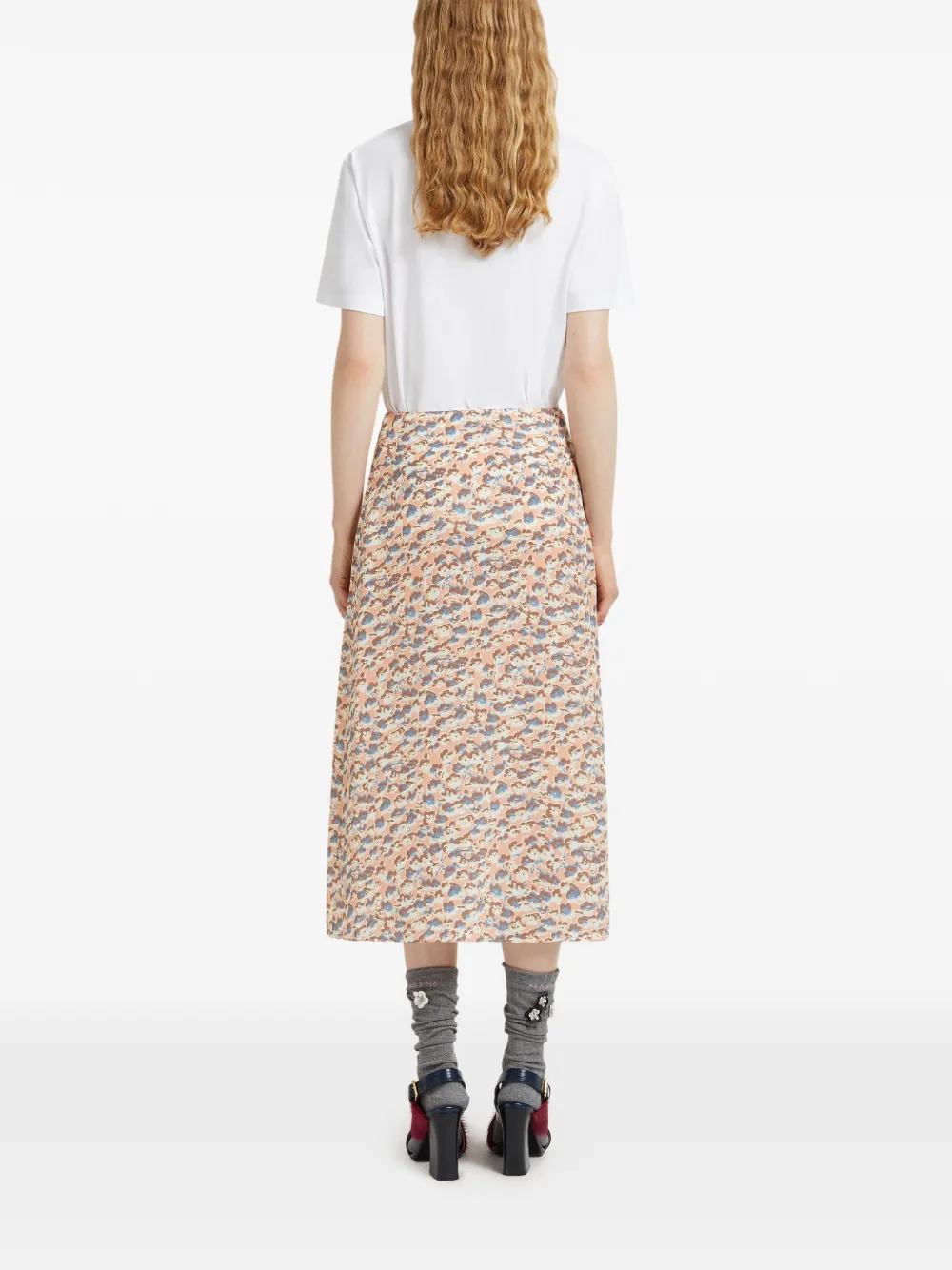 Marni Midi-jurk met bloemenprint Beige