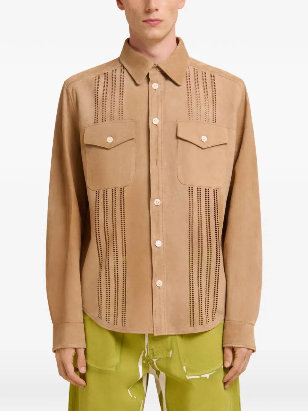  Marni Cut-out Flap-pocket Shirt - Neutrals 