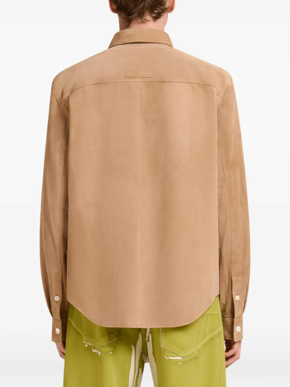 Marni Suède overhemd met uitgesneden details Beige