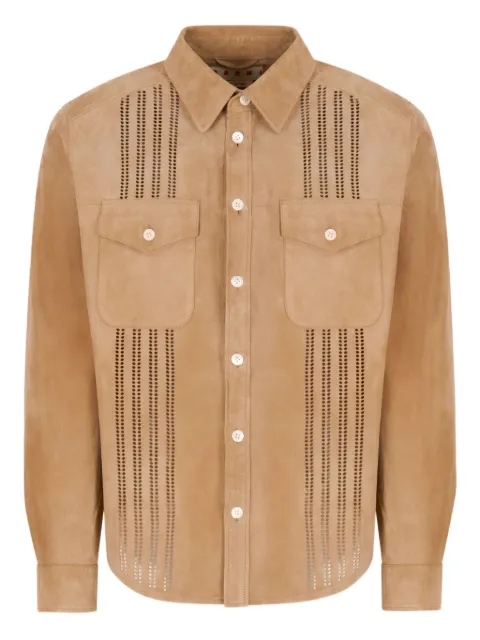 Marni cut-out flap-pocket shirt