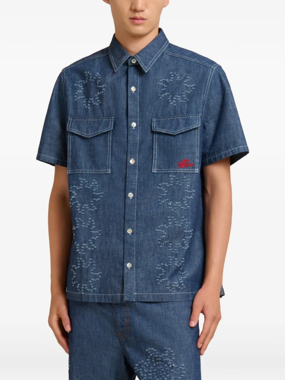 Marni Overhemd met zondetail Blauw