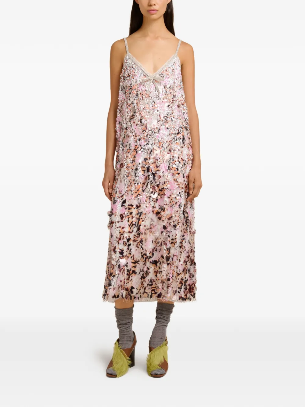 Marni sequin midi dress - Beige