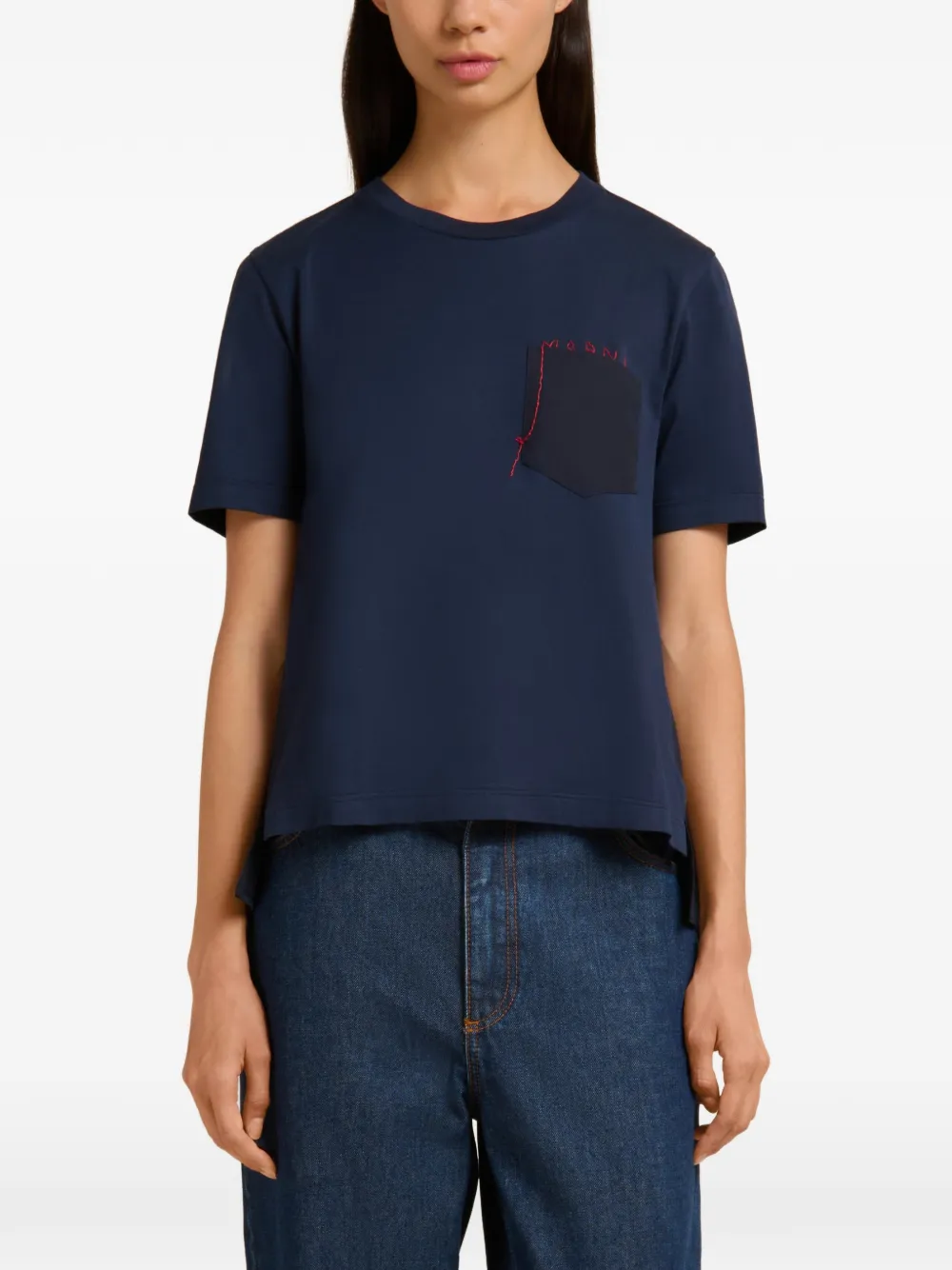 Marni T-shirt met geborduurd logo Blauw