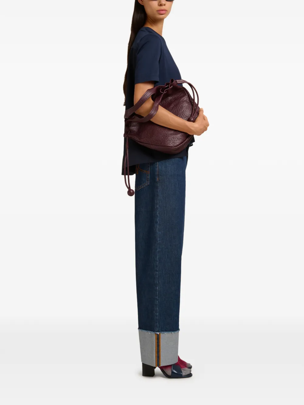 Marni T-shirt met geborduurd logo Blauw