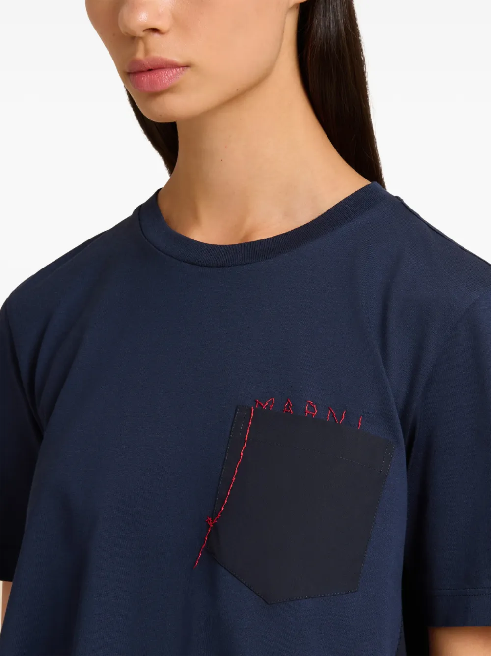 Marni T-shirt met geborduurd logo Blauw