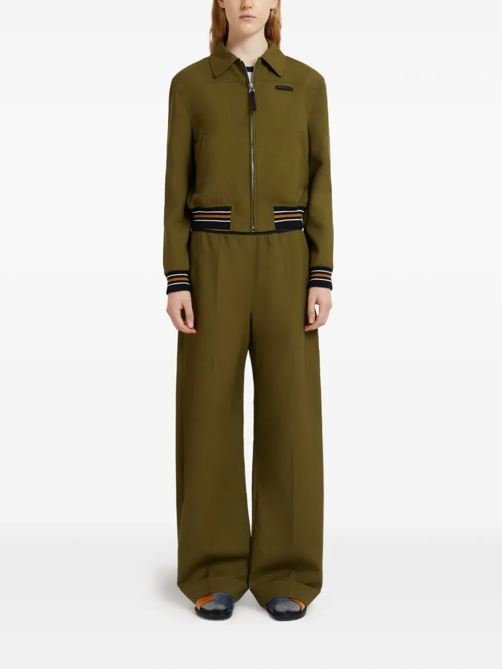  Marni Striped Ribbed Jacket - Green 