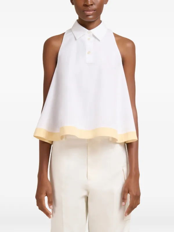 Marni polo-collar contrast-hem Shirt | White | FARFETCH JO