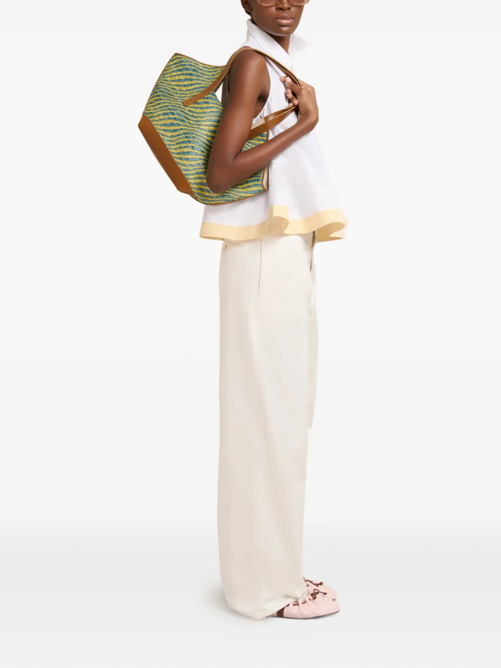 Marni polo-collar contrast-hem shirt - Wit