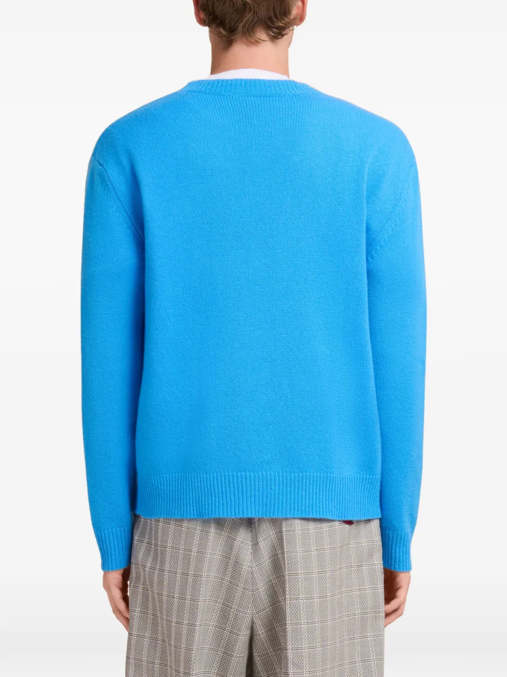 Marni Helderblauwe kasjmier trui met -patch