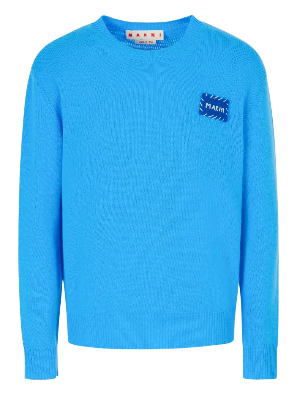 Marni logo-patch crew-neck sweater | Blue | Image 1
