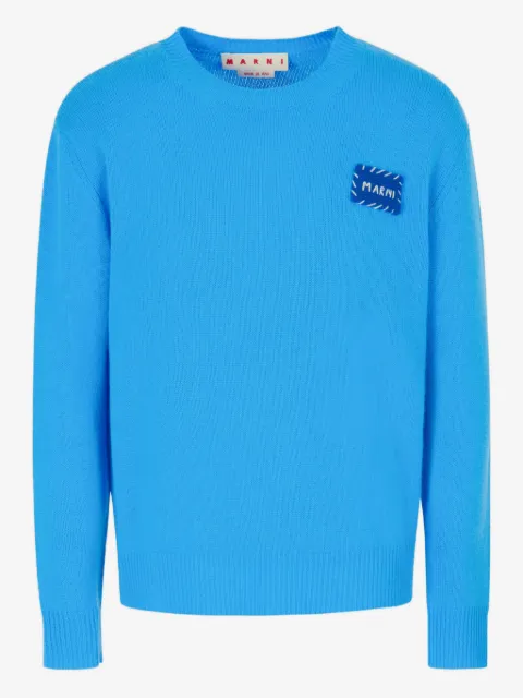 Marni logo-patch crew-neck sweater
